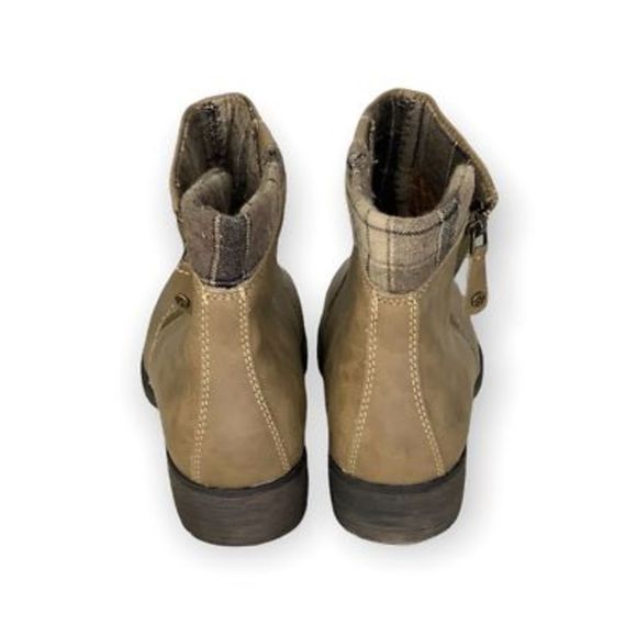 Sporto Womens Halley Ankle Boots Brown Plaid Lined Block Heels Zip  8.5 M New - Picture 2 of 11
